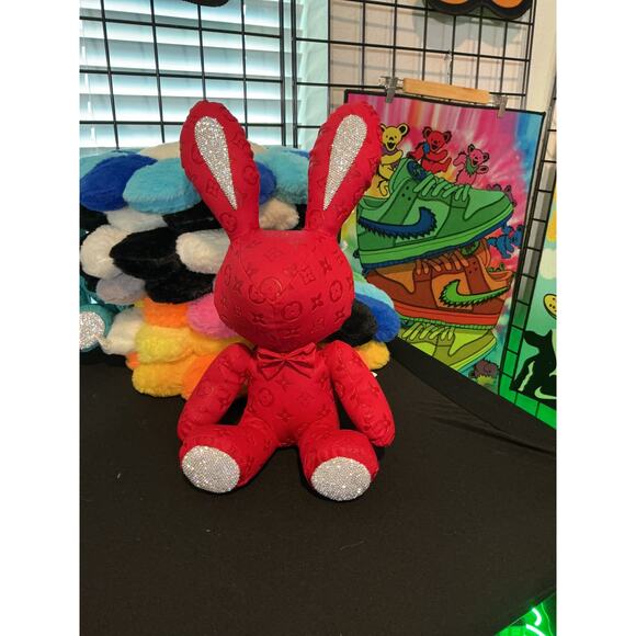 RED LOUIS VUITTON LV CRYSTALLIZED BUNNY LUXURY PLUSHY - Picture 1 of 2